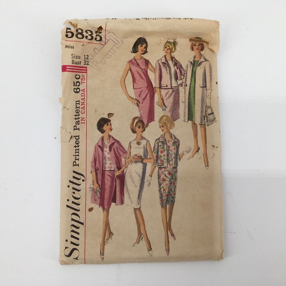 Vintage Simplicity Sewing Pattern 5835 Jackie Kennedy Suit Size 12 Bust 32 UNCUT
